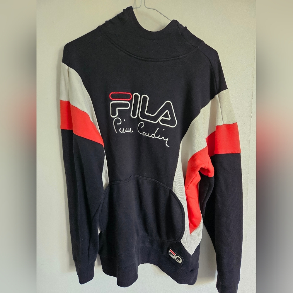 Fila x Pierre Cardin x Urban Outfitters Colourblock Hoodie Black Red White Retro